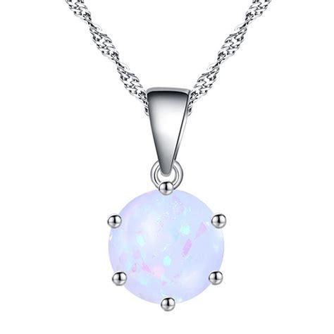 Women's Sterling Silver Minimalist Opal Necklace With 18-Inch Chain ...