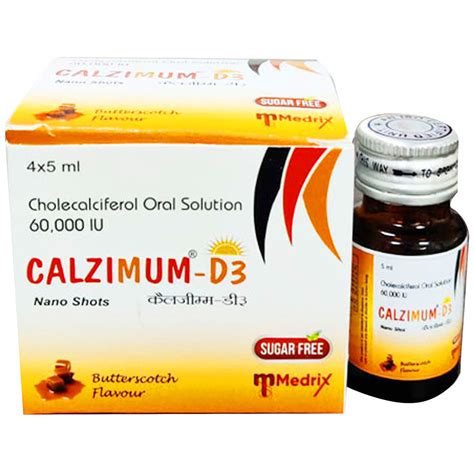 Calzimum-D3 Sugar Free Nano Shots Butterscotch Oral Solution 5 ml ...