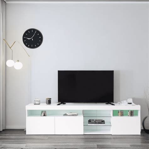 Modern Minimalist TV Stands for TVs up to 80'', LED Light Entertainment ...