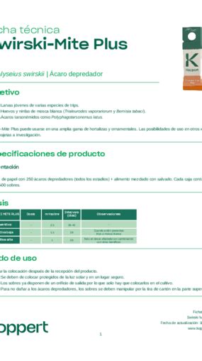 Ficha técnica de producto | Koppert India