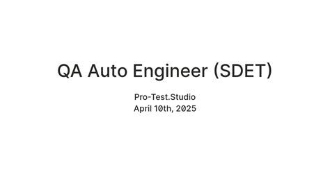 QA Auto Engineer (SDET) — Teletype