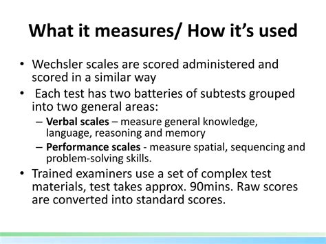 Wechsler Intelligence and Memory Scales | PPTX