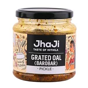 JhaJi Store Oal Ginger Chilli Mix Pickle | Bihari-Style Oal Barobar ...