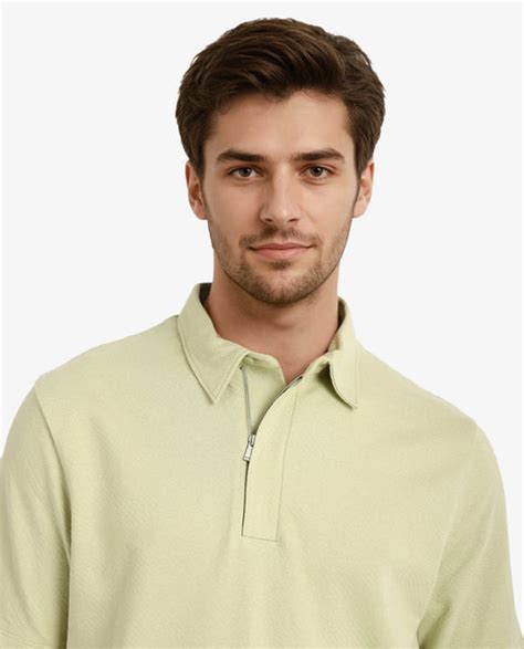 Rare Rabbit Men Caben Light Green Cotton Fabric Zipper Closure Half Sl