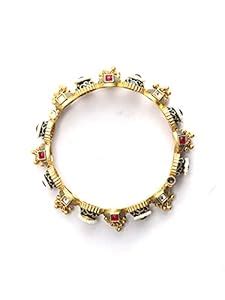 Buy Priyaasi Ruby Beads Kundan Ghungroo Gold Plated Set of 2 Bangle Set ...