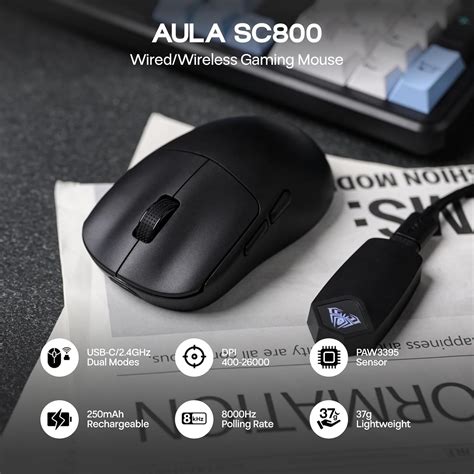 Buy Shop AULA SC800 Tri-Mode (2.4G/BT/Wired) Gaming Mouse (Black) at ...