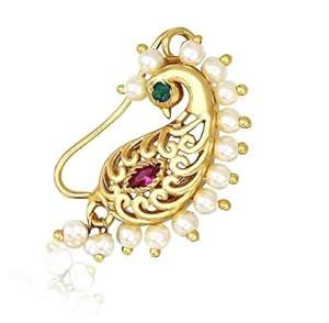 Buy VAMA FASHION Traditional Maharashtrian Cilp on Nath Gold Plated ...