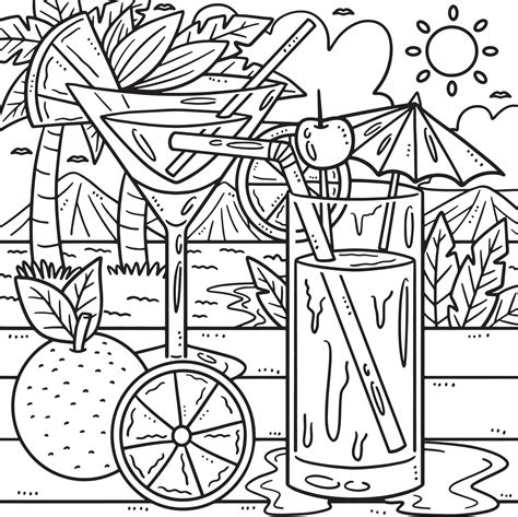 Summer Cocktail on the Beach Coloring Page 20088341 Vector Art at Vecteezy