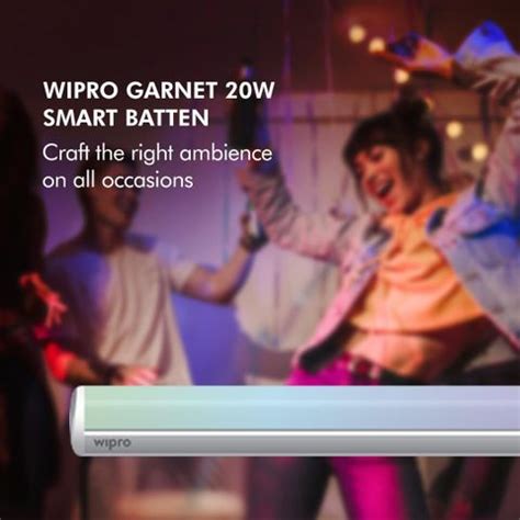 Wipro Next 20 W Wi-Fi CCT + RGB LED Batten with Voice & App Control ...