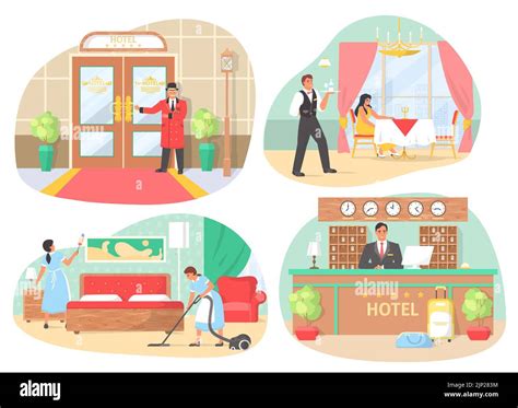 Hotel staff and services isolated vector scene Stock Vector Image & Art ...