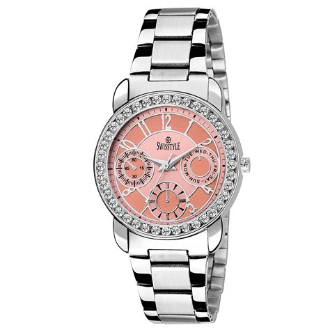 SWISSTYLE Stainless Steel Anolog Pink Dial Women's Analog Watch-SS ...