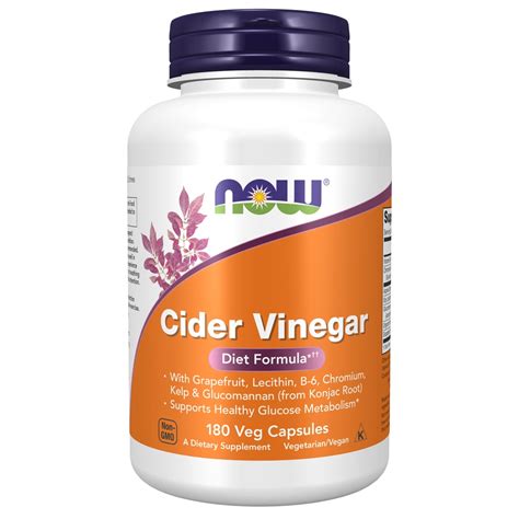 NOW Cider Vinegar -- 180 Veg Capsules - Vitacost
