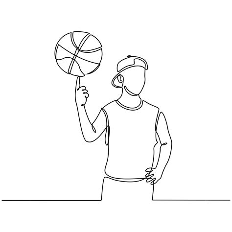 Premium Vector | Continuous line drawing of boy professional basketball ...