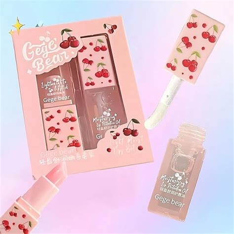 Buy GEGE BEAR Cherry Tinted Lip Balm & Lip Oil Set – Hydrating Duo for ...