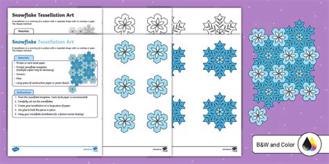 Snowflake Tessellation Art (teacher made) - Twinkl