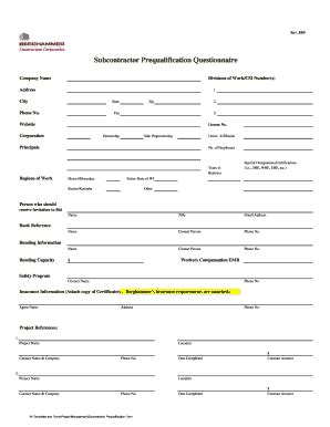 2009 Berghammer Construction Corporation Subcontractor Prequalification ...