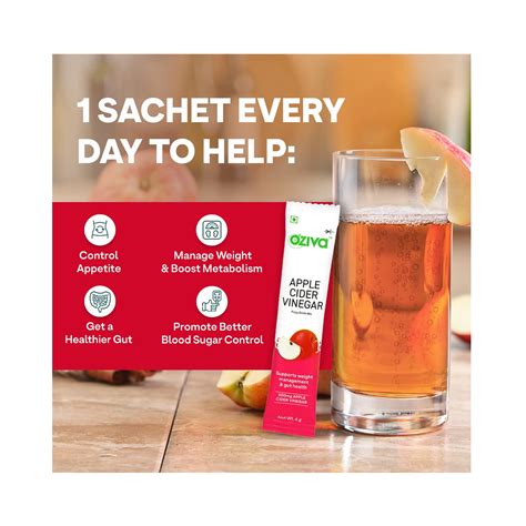 Oziva Plant-Based Apple Cider Vinegar Fizzy Drink Mix(Pack of 6)