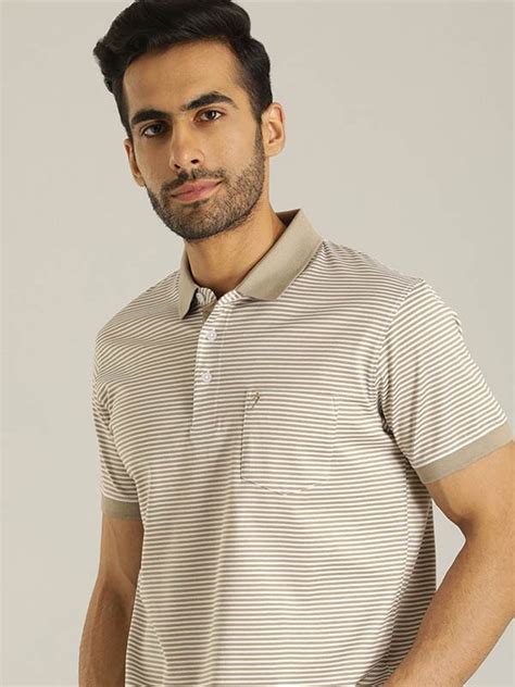 Buy Men Striped Polo T-Shirt Online | Indian Terrain