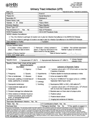 CDC Urinary Tract Infection Form - Blank Fillable Template | Fill Out ...