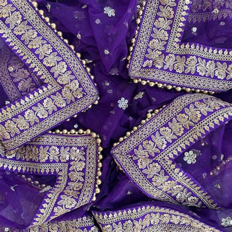 Bridal Noor Purple Zari Embroidered Net Sequin Dupatta – anokherang
