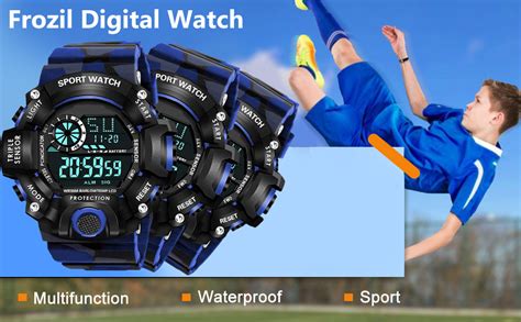 FROZIL Digital Watch Shockproof Multi-Functional Automatic Full Blue ...