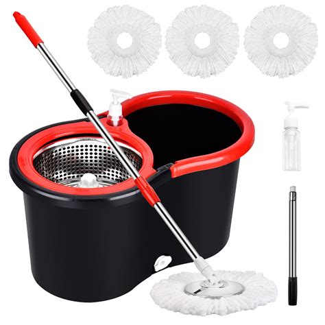 Spin Mop and Bucket with Wringer Set, 360° Rotating Head Mop Bucket ...