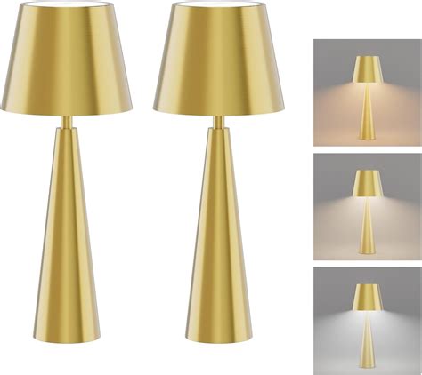 Coinmit Portable Gold Table Lamps with Touch Sensor, Modern LED ...