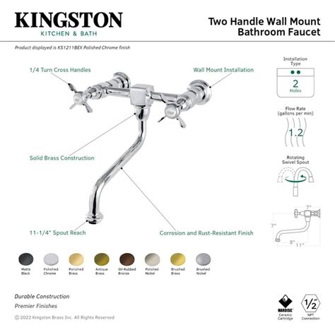 Kingston Brass Essex Oil-Rubbed Bronze Wall-mount 2-Handle Bathroom ...