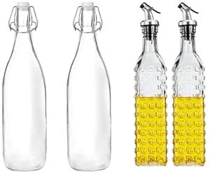Amazon Storage Pro | Glass Bottles (2pc) + Oil Dispensers (2pc ...