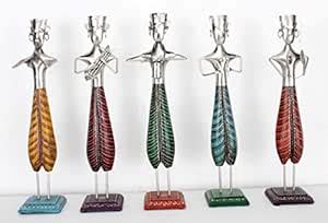 Home And Bazaar Traditional Wooden & Metal Hand Painted Musician Set of ...