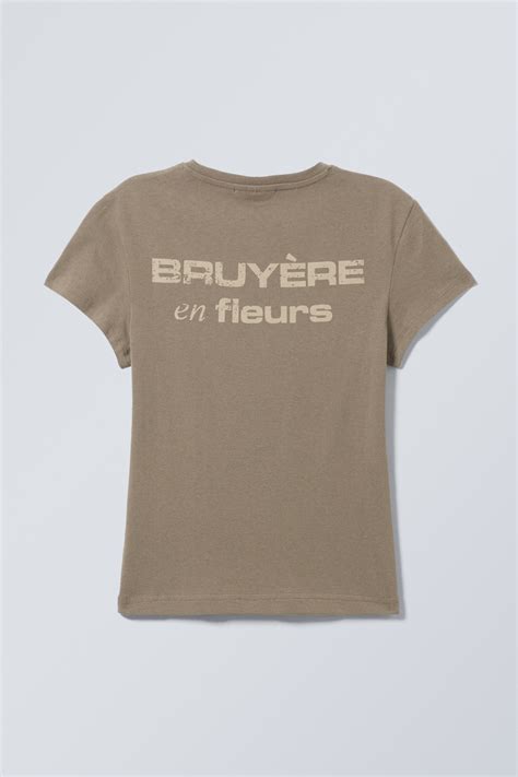 Boxy T-shirt met korte mouwen en print - Taupe - Bruyére en fleurs ...