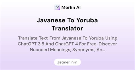 Javanese to Yoruba Translator