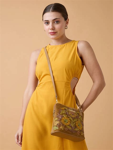 Buy Caprese Siji Tresna Small Brown Crossbody Bag @ 1799 | Caprese Bags