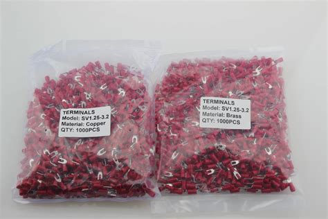 SV1.25-3.2 Red Fork Terminal Connectors 1000pcs/bag Brass Insulated Y ...