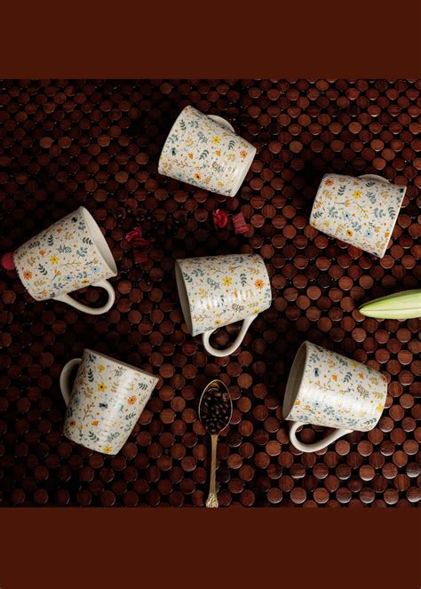Get Handmade 300Ml Floral Print Coffee Mug Set Of 6 at ₹ 2160 | LBB Shop