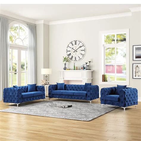 3 - Piece Velvet Living Room Set luxury sofa set | Wooden Bazar