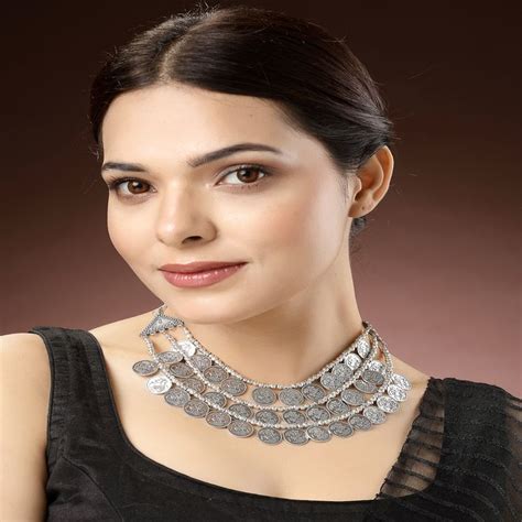 Buy NVR Women 3 Layered Artificial Beads German Silver Oxidised ...