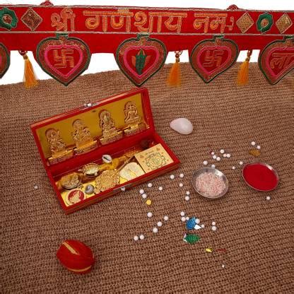 TIED RIBBONS Shri Dhan Laxmi Kuber Bhandari Yantra with Toran Brass ...