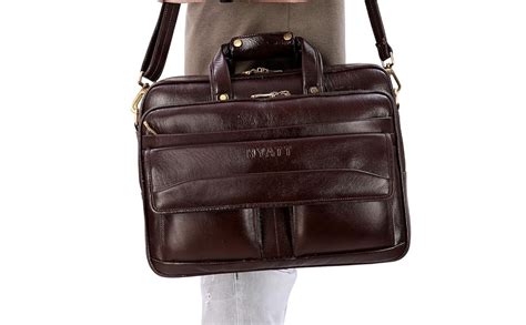 RICHSIGN LEATHER ACCESSORIES Black Leather Laptop Briefcase Office Bags ...