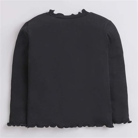 Shop Online Girls Black Floral Print Full-Sleeve Blouse at ₹589