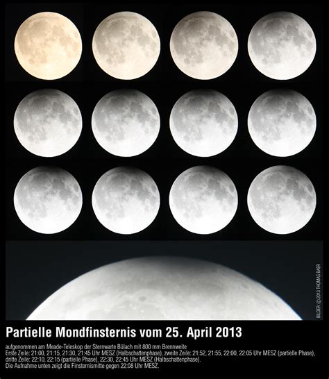 Mondfinsternis (Bildsequenz Sternwarte Bülach, Schweiz) - Spektrum der ...