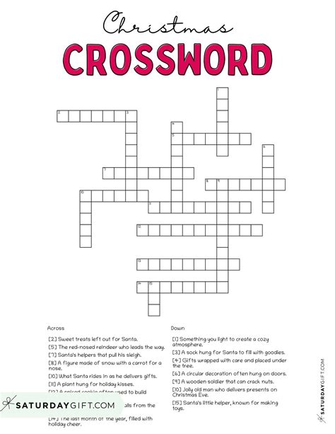 Christmas Crossword Puzzle - Cute & Free Printable | SaturdayGift