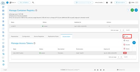 Access Tokens | E2E Cloud