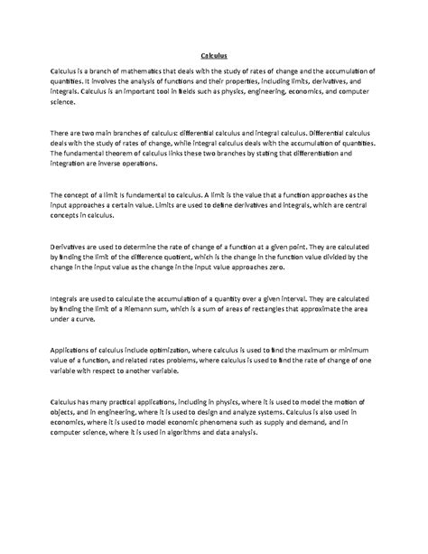 Calculus - Calculus Calculus is a branch of mathematics that deals with ...