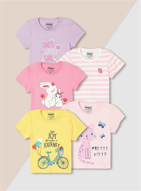 Buy Girls Graphic Printed T-shirt - Pack of 5 Online at just Rs. 799.0 ...
