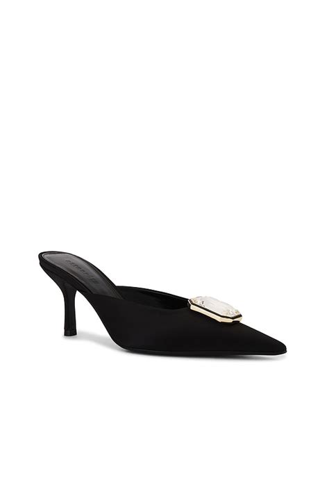 retrofete Francesca Satin Kitten Mule in Black | REVOLVE