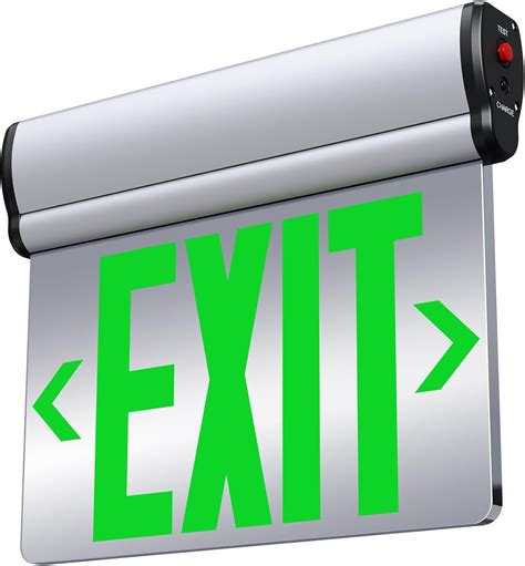 SASELUX Led Edge-Lit Exit Sign ,Brushed Aluminum Housing Double-Sided ...