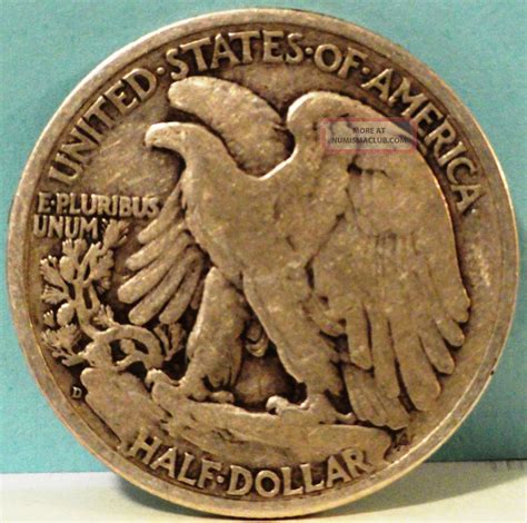1944 Walking Liberty Half Dollar, D Mintage, Circulated