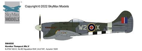 Hawker Tempest Mk.V EJ705/ W2-X, No.80 Squadron RAF, 2nd TAF, Autumn 1944