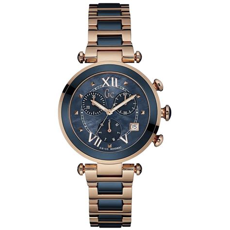 Buy Gc Chronograph Women's Watch (Navy Blue Dial Navy Blue & Copper ...
